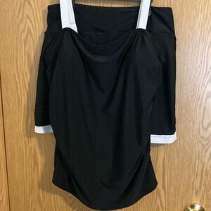 2pc SwimSuit Blk/White trim Adjustable Straps